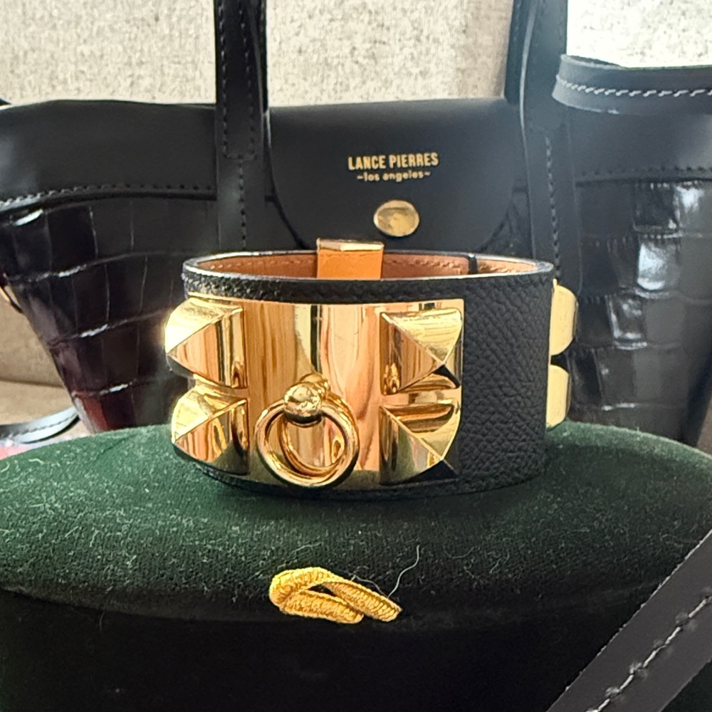 Hermès Cuff Bracelet with Gold Hardware black